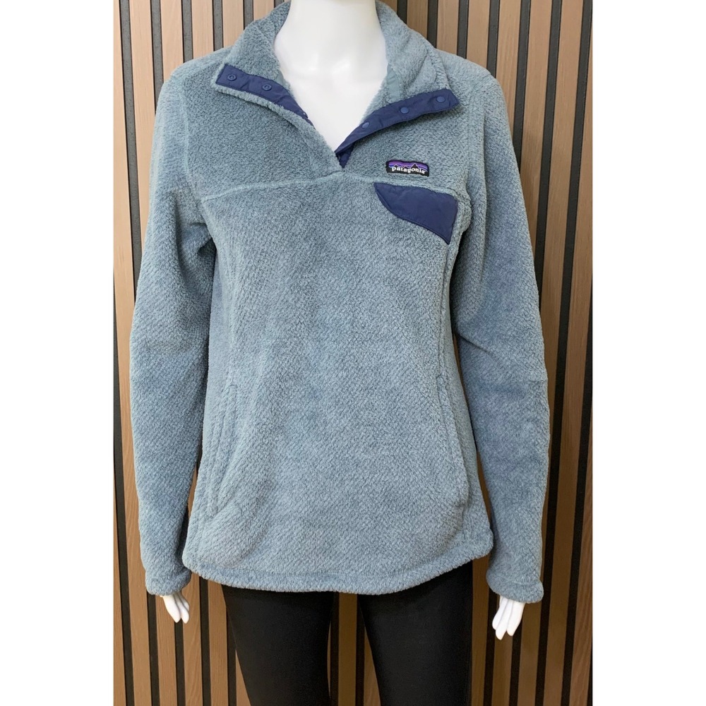 Patagonia Women's Re-Tool Snap-T Fleece Pullover Blue Medium Worn Wear
